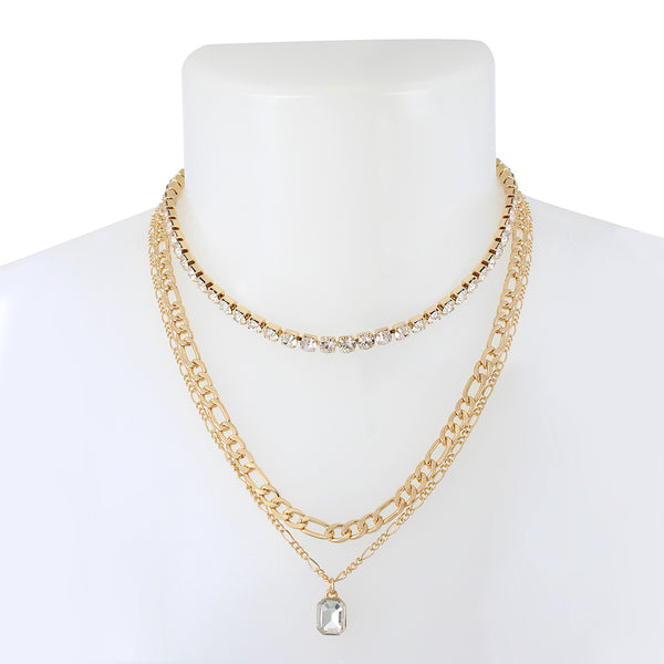 MULTI ROW STATEMENT NECKLACE GOLD