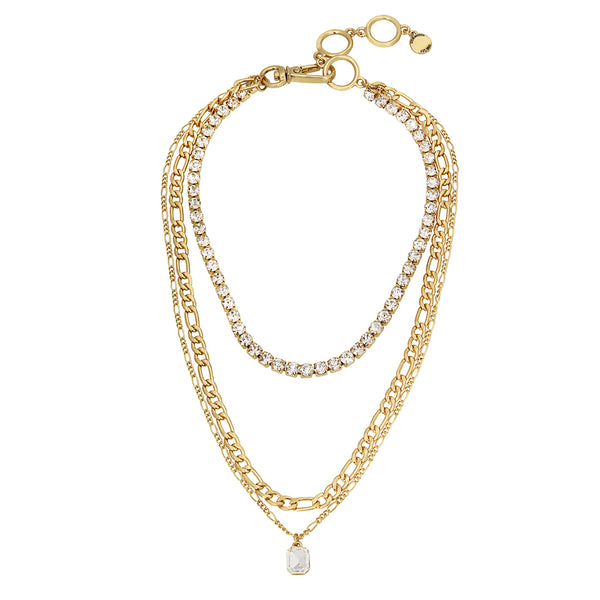 MULTI ROW STATEMENT NECKLACE GOLD