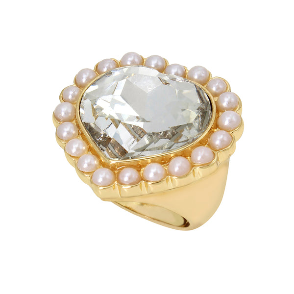 PEARL HEART COCKTAIL RING IVORY