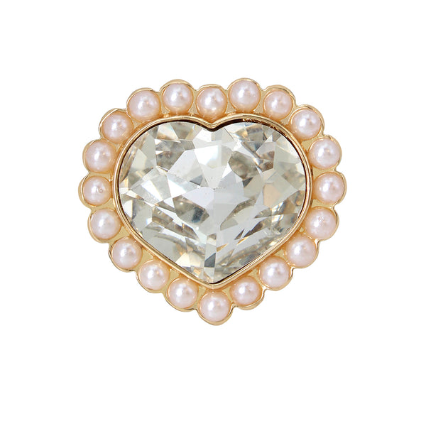 PEARL HEART COCKTAIL RING IVORY