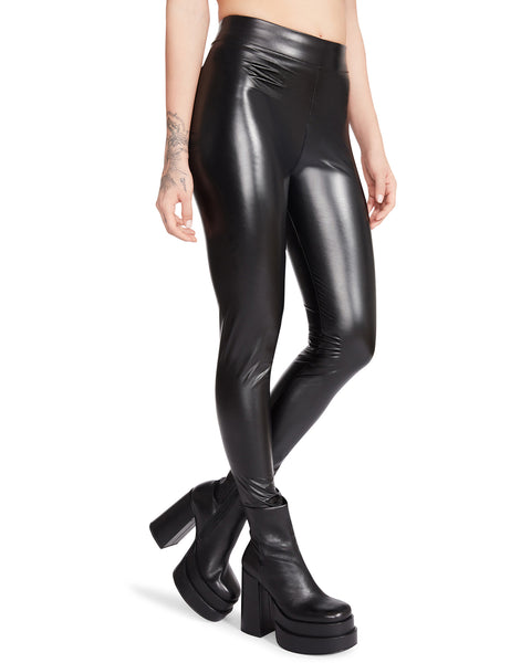 FAUX LEATHER LEGGINGS BLACK